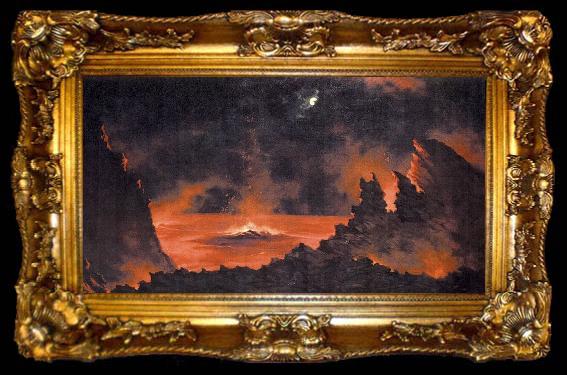 framed  Jules Tavernier Volcano at Night, ta009-2
